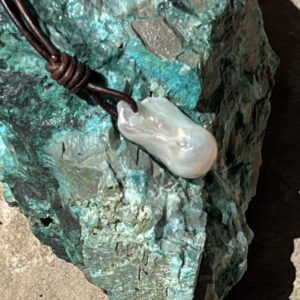 Product Image: One Baroque Pearl on Leather Necklace
