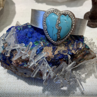 Product Image: Blue Lampwork Heart SS cuff bracelet