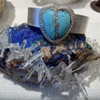 Product Image: Blue Lampwork Heart SS cuff bracelet