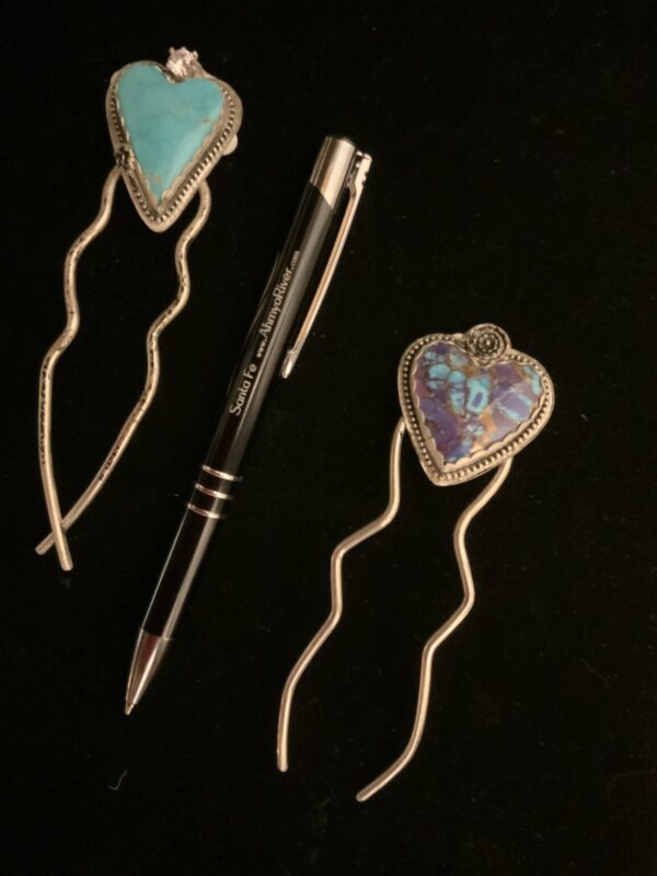 Product Image: Hair Pin Sterling Silver w/ Kingman Turquoise Heart