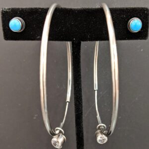 Product Image: “Sparkle Hoop and Turquoise Stud Earrings” by Shasta Brooks