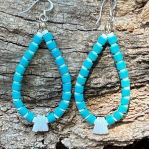 Product Image: TURQUOISE AND SHELL LOOP EARRINGS
