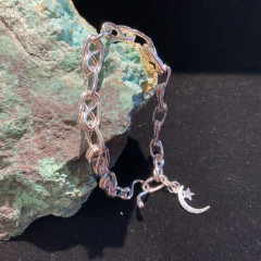 Product Image: Bracelet Fine .999 Silver Chain Link w/ Moon & Star