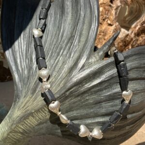 Product Image: Necklace Black Tourmaline & Fine .999 Silver Hearts