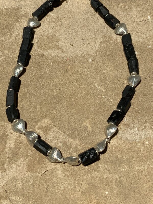 Product Image: Necklace Black Tourmaline & Fine .999 Silver Hearts