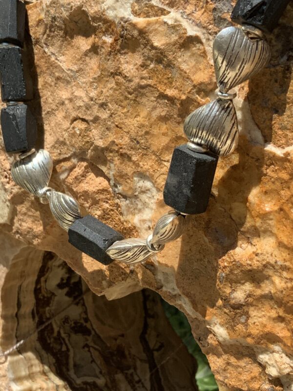 Product Image: Necklace Black Tourmaline & Fine .999 Silver Hearts