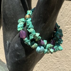 Product Image: Triple Wrap Memory Wire Bracelets Turquoise Amethyst