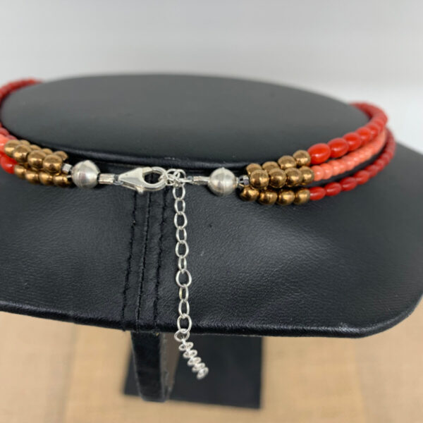 Product Image: Necklace: Triple Strand Coral, Bamboo Coral Pendant (drop 2 ½”), Sterling Clasp 18″+3″ Extender One of Kind
