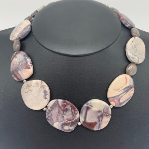 Product Image: Necklace: Lavender Grey Jasper & Moon Stone Necklace 18”+2” sterling extender chain