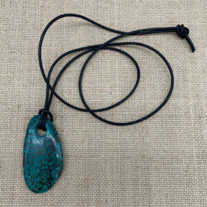 Product Image: Pendant: Turquoise Matrix 2 ¼”X1 ¼” ob black leather 30″