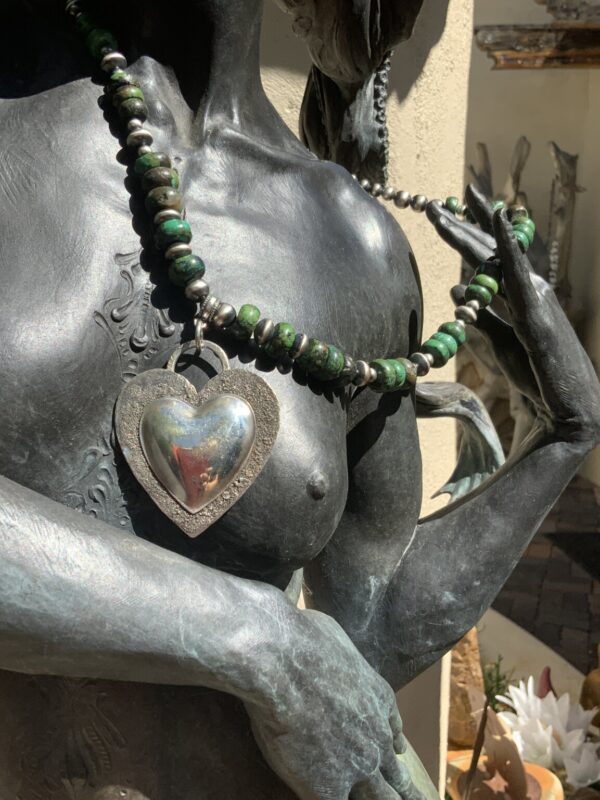 Product Image: Necklace Sterling Silver Heart on Emerald Valley Turquoise
