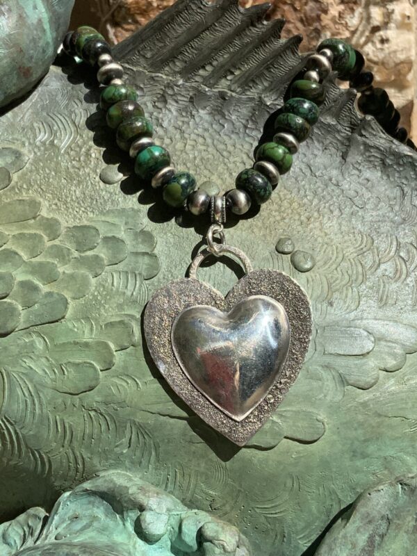 Product Image: Necklace Sterling Silver Heart on Emerald Valley Turquoise