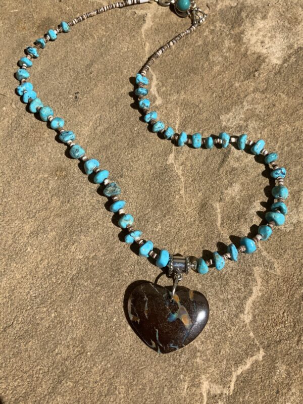 Product Image: Necklace Turquoise & Shell Opal Heart Pendant