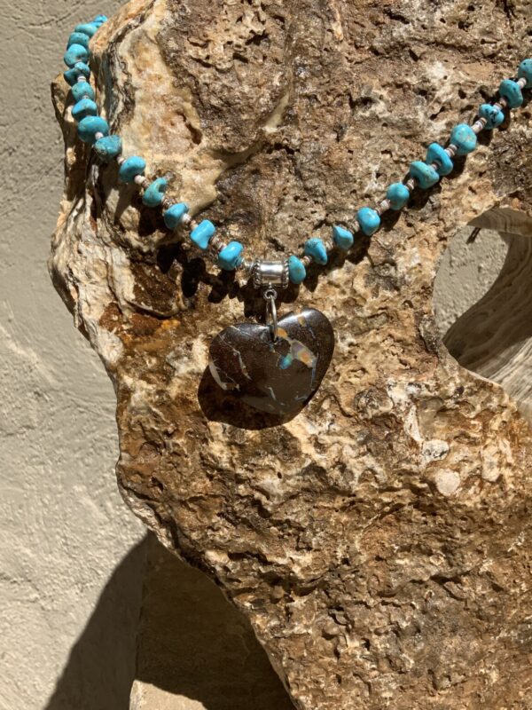 Product Image: Necklace Turquoise & Shell Opal Heart Pendant