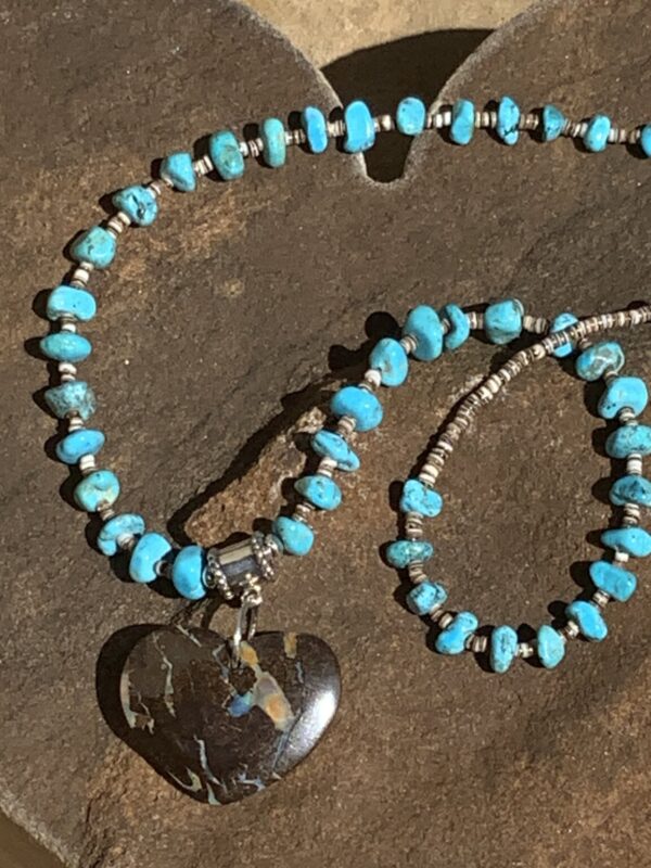 Product Image: Necklace Turquoise & Shell Opal Heart Pendant