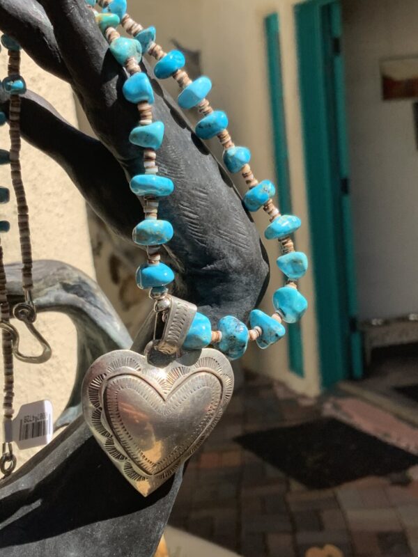 Product Image: Necklace Turquoise & Shell Sterling Silver Heart Pendant