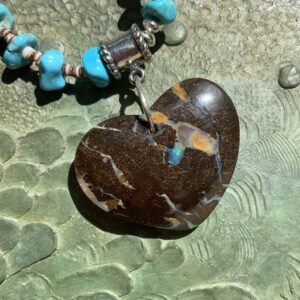 Product Image: Necklace Turquoise & Shell Opal Heart Pendant