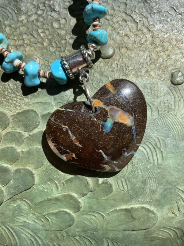 Product Image: Necklace Turquoise & Shell Opal Heart Pendant