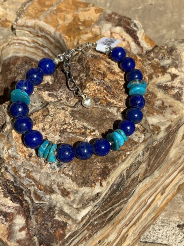 Product Image: Bracelet Sleeping Beauty Turquoise Lapis and SS Beads and Clasp