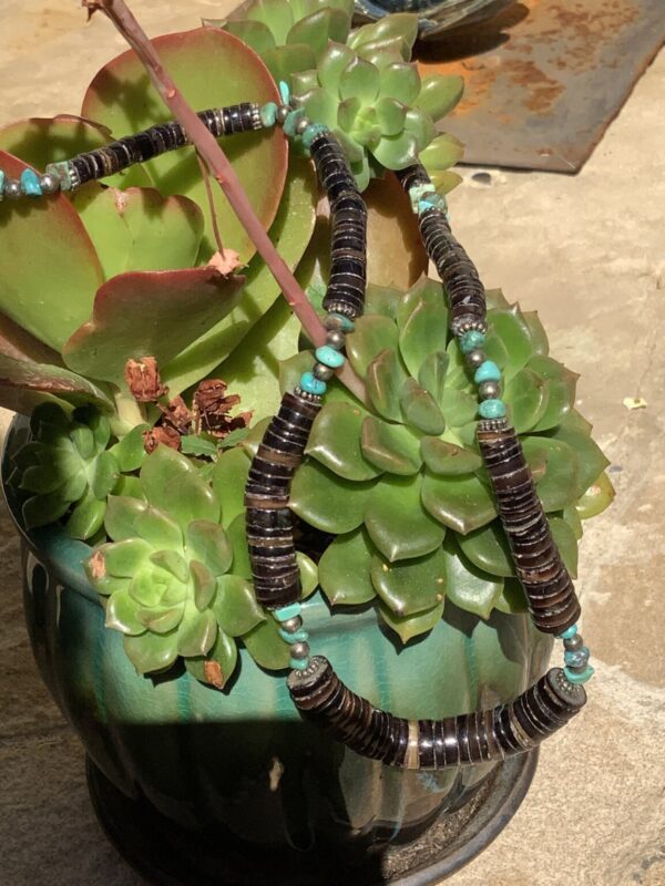 Product Image: Brown Heishi Beads and Turquoise Necklace