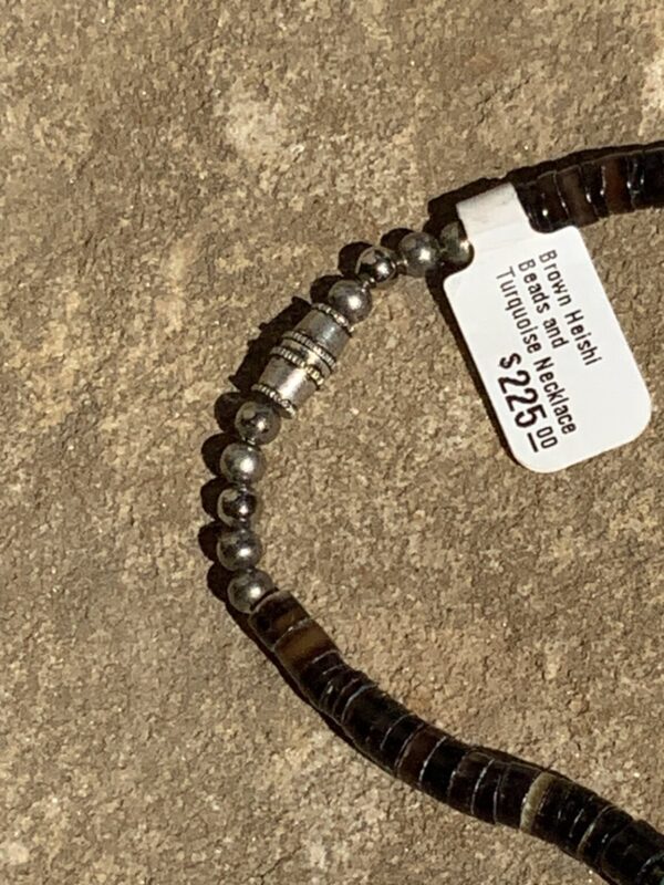 Product Image: Brown Heishi Beads and Turquoise Necklace