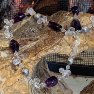 Product Image: Necklace Amethyst & Faceted Quartz & Grey Pearl