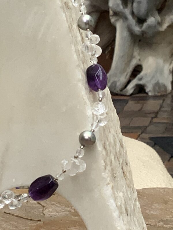 Product Image: Necklace Amethyst & Faceted Quartz & Grey Pearl
