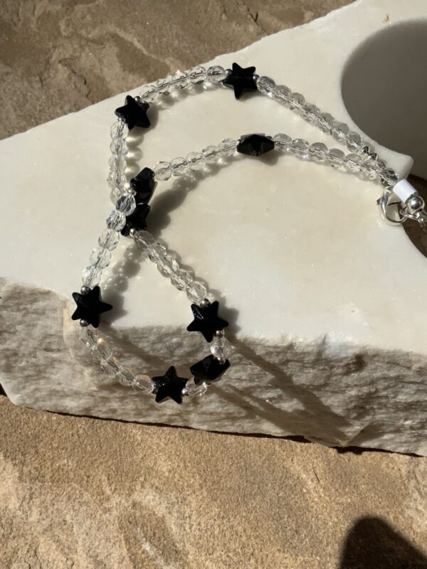 Product Image: Necklace Black Swarovski Stars and Quartz and SS Clasp