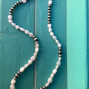 Product Image: White Keshi Pearl and Navaho Pearls Necklace 21inch- AC