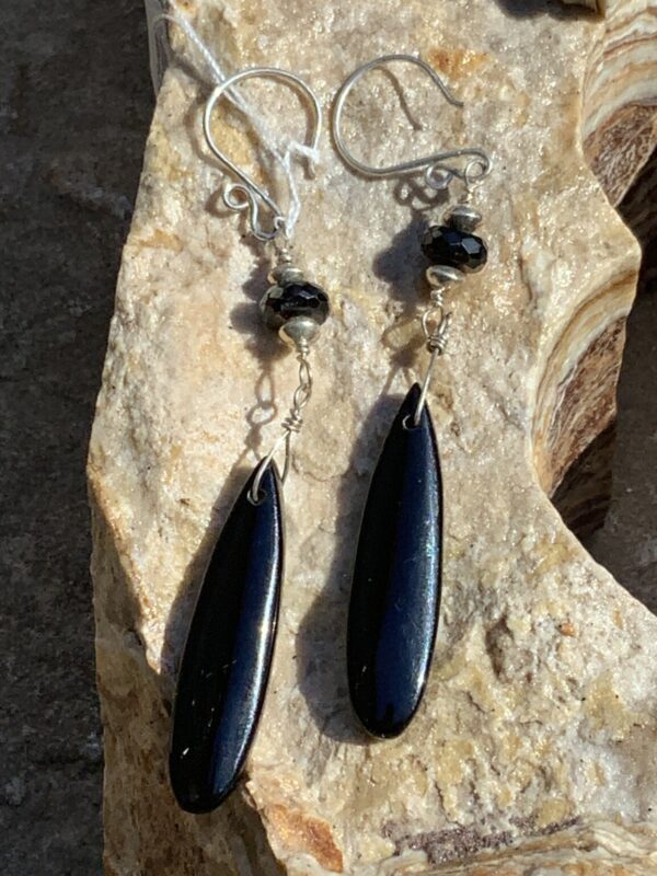 Product Image: Ebony and Faceted Spinel Long Drop Earrings