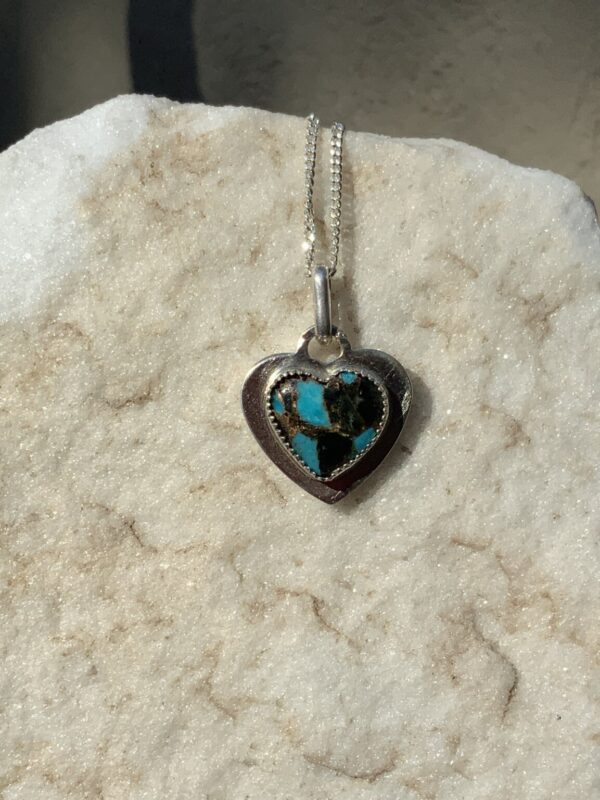 Product Image: Kingman Turquoise in Bronze Matrix Heart & Sterling Silver