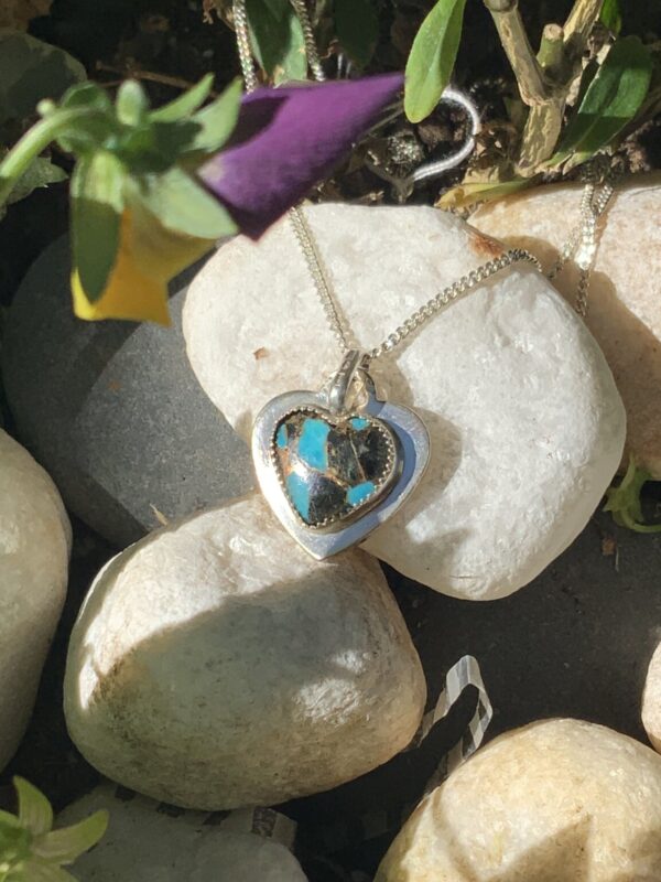 Product Image: Kingman Turquoise in Bronze Matrix Heart & Sterling Silver