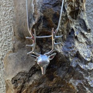 Product Image: Necklace Hand Cast Sterling Silver Deer Head on Chain