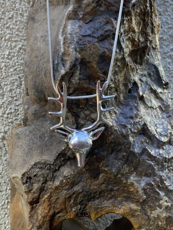Product Image: Necklace Hand Cast Sterling Silver Deer Head on Chain