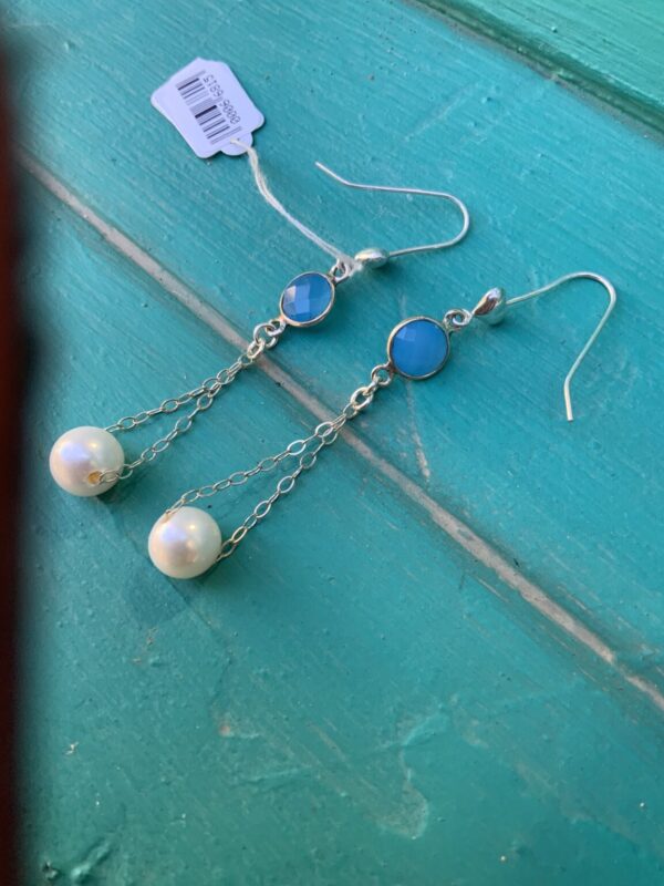 Product Image: White Pearl and Chalcedony Earrings