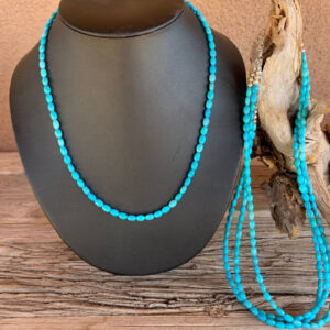 Product Image: Necklace: Sky Blue Turquoise 4X6mm Ovals, Sterling Silver Clasp 17 ½”+2″ Extender Chain