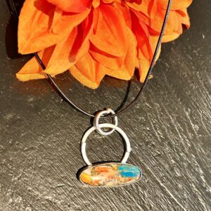 Product Image: Spiny Oyster, Copper & Turquoise Sterling Pendant