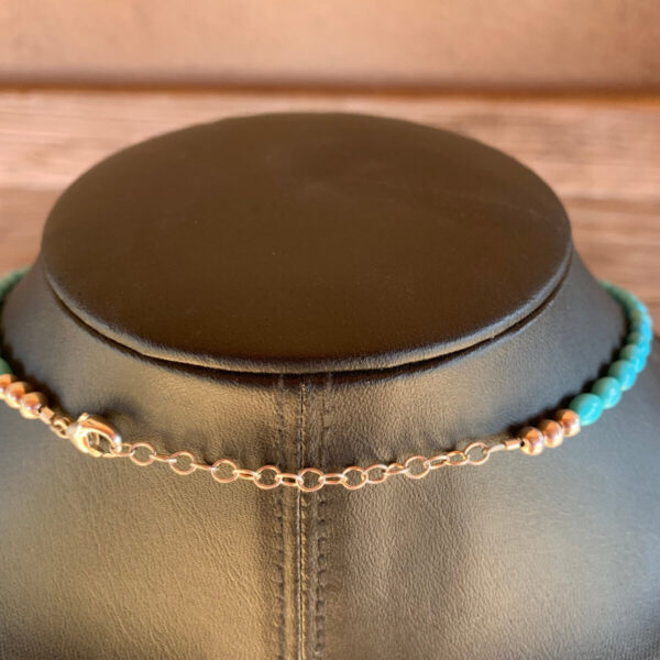 Product Image: Necklace: Turquoise Sky Blue 4X6 mm Ovals, Sterling Silver Clasp 17 ½”+2″ Extender Chain