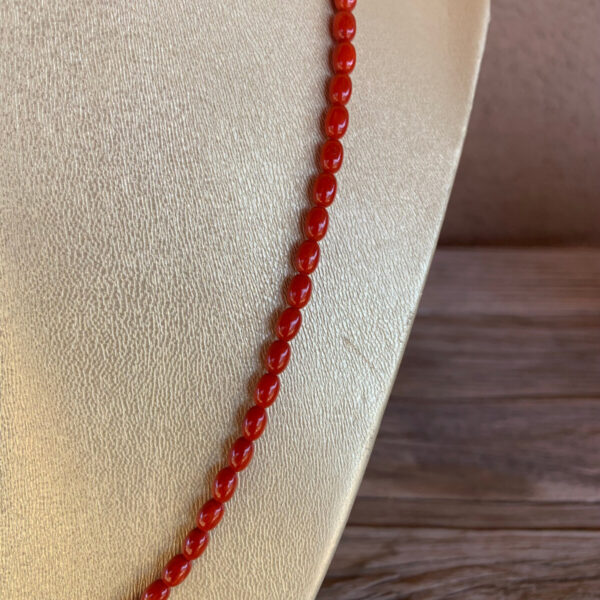 Product Image: Necklace: Red Bamboo Coral 4X6mm Ovals, Sterling Silver Clasp 17 ½”+2″ Extender Chain