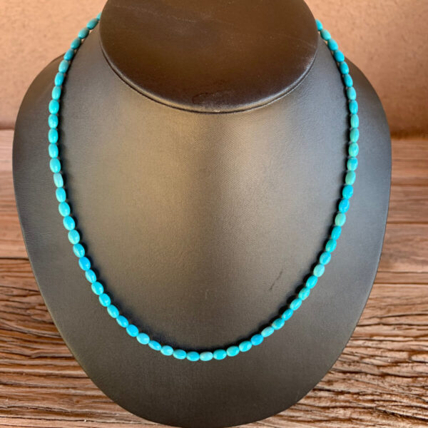 Product Image: Necklace: Turquoise Sky Blue 4X6 mm Ovals, Sterling Silver Clasp 17 ½”+2″ Extender Chain