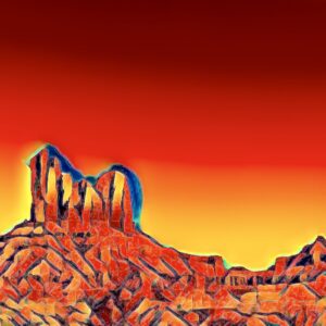 Product Image: “Cathedral Rock at Sunset” Graphics-Infused Photography – Metal Print