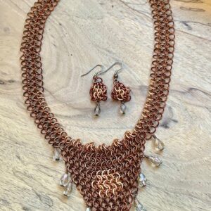 Product Image: Bronze Chain Mail Necklace & Earrings