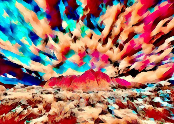 Product Image: “Fire Mountain-Abiquiu“ Graphics-Infused Photography – Metal Print