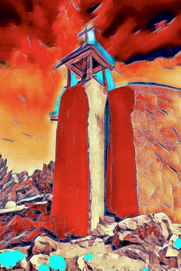 Product Image: “Los Golondrinas Bell Tower” Graphics-Infused Photography – Metal Print