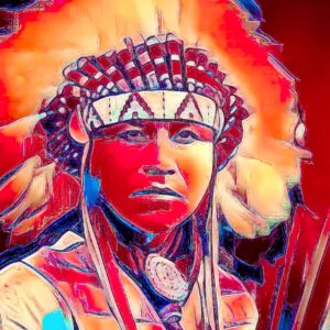 Product Image: “Traditional Chief-Jicarilla Apache Nation” Graphics-Infused Photography – Metal Print