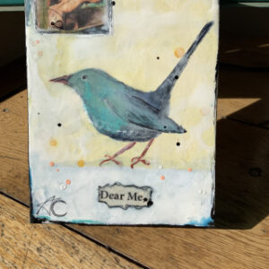 Product Image: ‘Dear Me’ Encaustic Blue Bird Painting