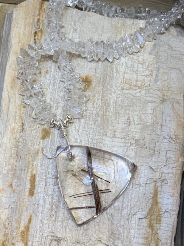 Product Image: Necklace Herkimer Diamond w/Rutilated Quartz Pendant & SS