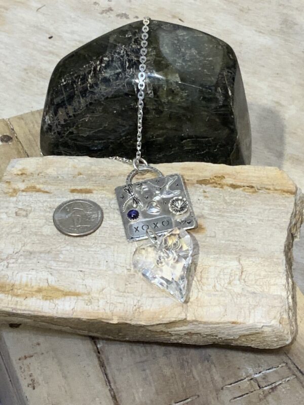 Product Image: Necklace SS Tag XOXO Swarovski Heart and Iolite