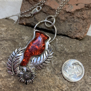 Product Image: Resin Cardinal Handcast Sterling Flower & Leaves