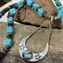 Product Image: Sterling Crescent Moon Cube Turquoise Necklace